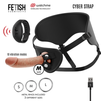 FETISH SUBMISSIVE CYBER STRAP – ARNÉS CON DILDO CONTROL REMOTO TECNOLOGÍA WATCHME M
