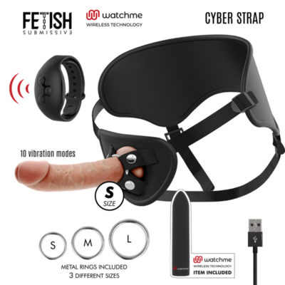 FETISH SUBMISSIVE CYBER STRAP – ARNÉS CON DILDO Y BALA CONTROL REMOTO TECNOLOGÍA WATCHME S