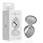 INTENSE – PLUG ANAL METAL ALUMINIO CON CRISTAL PLATA TALLA S