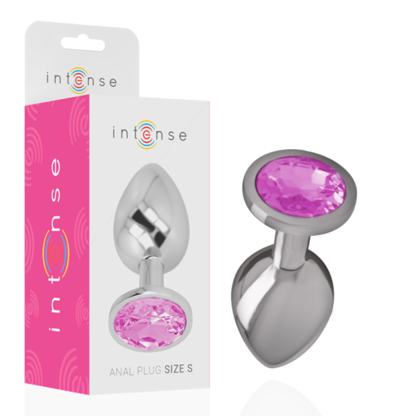 INTENSE – PLUG ANAL METAL ALUMINIO CON CRISTAL ROSA TALLA S