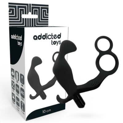 ADDICTED TOYS – PLUG ANAL CON ANILLA DOBLE PENE Y TESTÍCULOS NEGRO