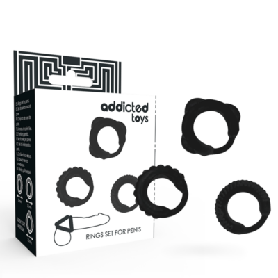 ADDICTED TOYS – SET 3 ANILLOS PENE NEGRO