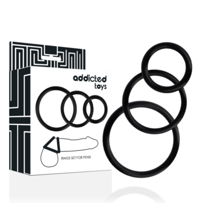 ADDICTED TOYS – SET ANILLOS PENE NEGRO