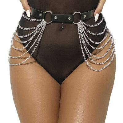SUBBLIME – CINTURÓN DE CADENAS CUERO NEGRO TALLA ÚNICA