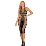 SUBBLIME – 952310 VESTIDO DE REJILLA LARGO NEGRO TALLA ÚNICA