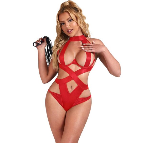 SUBBLIME – BODY HALTER SEXY CON ARNÉS ROJO L/XL