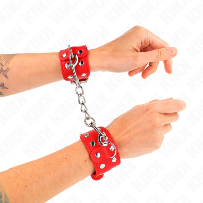 KINK – MUÑEQUERAS CON DOBLE LÍNEA DE TACHUELAS AJUSTABLE ROJO