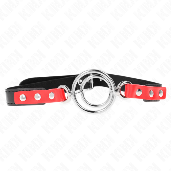 KINK – MORDAZA CON MÚLTIPLES JUNTAS TÓRICAS 4 / 4.8 CM ROJO AJUSTABLE 38 X 56 CM