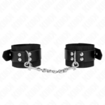 KINK – MUÑEQUERAS DE NYLON NEGRO CON CORREA CUERO NEGRO AJUSTABLE 19-29 CM X 5.1 CM
