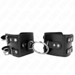 KINK – MUÑEQUERAS FIJAS CON ANILLA Y TACHUELAS NEGRO AJUSTABLE 17-22 CM X 6.5 CM