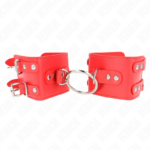 KINK – MUÑEQUERAS FIJAS CON ANILLA Y TACHUELAS ROJO AJUSTABLE 17-22 CM X 6.5 CM