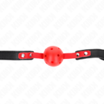 KINK – MORDAZA DE BOLA 4 CM DURA HUECA ROJO CORREA NEGRA 60 x 2 CM AJUSTABLE 37-52 CM