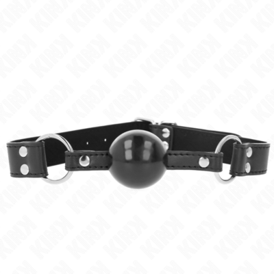 KINK – MORDAZA DE BOLA 4 CM SUAVE Y SÓLIDA CON CORREA DE POLIPIEL 62 x 2.5 CM AJUSTABLE 42-58 CM