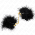 KINK – ESPOSAS DE PLUMAS NEGRO CON CADENA DORADA MODELO 2
