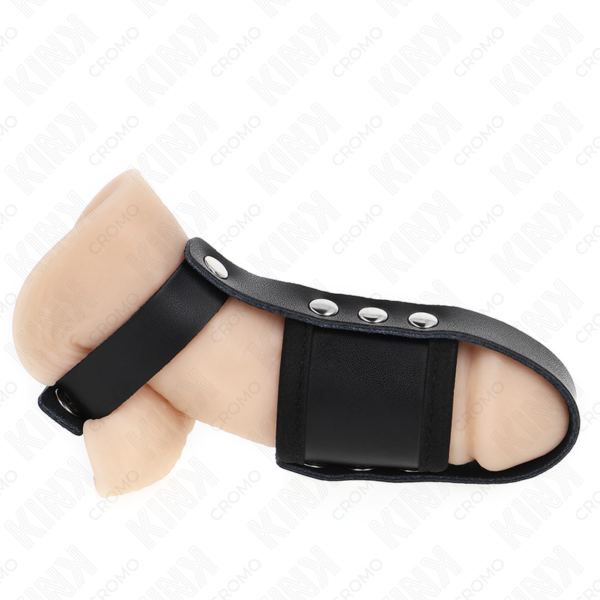 KINK – ANILLO JAULA PENE CUERO CON CORREA DIVISORIA DE BOLAS RECUBIERTO AJUSTABLE