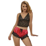 SUBBLIME – 953959 PIJAMA SEXY SATEN Y  ENCAJE NEGRO/ROJO S/M