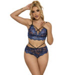 SUBBLIME – 954079 SUJETADOR + PANTIES ENCAJE AZUL L/XL