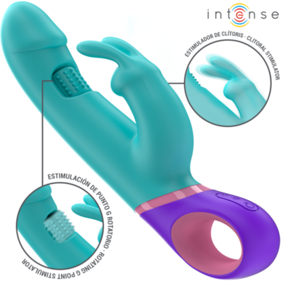INTENSE – MÓNICA VIBRADOR RABBIT CON ESTIMULADOR ROTATORIO DEL PUNTO G AZUL