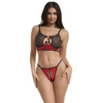 SUBBLIME – 955533 CONJUNTO SUJETADOR CON CREMALLERA DE MALLA DE CHAROL ROJO S/M