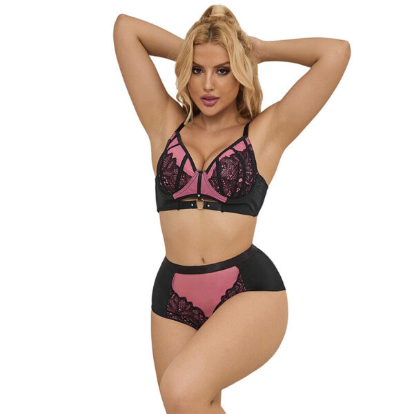 SUBBLIME – 955571 CONJUNTO SUJETADOR CON CREMALLERA DE MALLA DE CHAROL ROSA S/M
