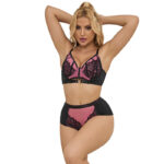 SUBBLIME – 955588 CONJUNTO SUJETADOR CON CREMALLERA DE MALLA DE CHAROL ROSA L/XL