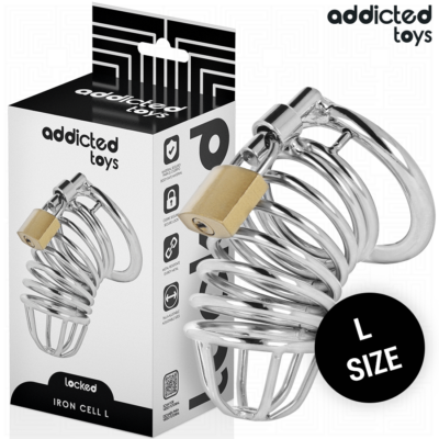 ADDICTED TOYS LOCKED – IRON CELL JAULA PARA PENE DE METAL 5 CM TALLA L