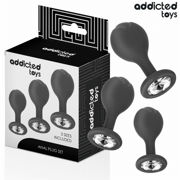 ADDICTED TOYS – SET DE 3 PLUG SILICONA ANAL CON JOYA