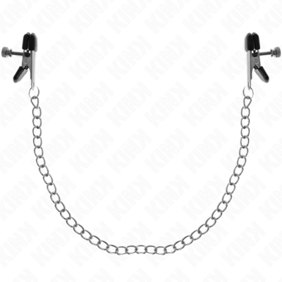 KINK – PINZAS PARA PEZONES PLANAS NEGRO CON CADENA PLATEADO 34 CM