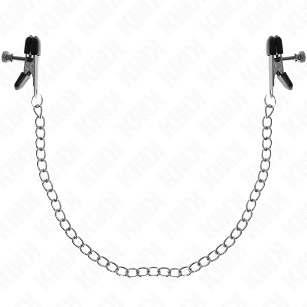 KINK – PINZAS PARA PEZONES PLANAS NEGRO CON CADENA PLATEADO 34 CM