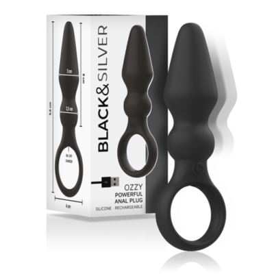 BLACK&SILVER – OZZY POTENTE VIBRADOR PLUG ANAL SILICONA