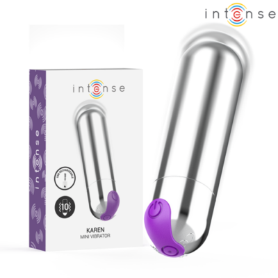 INTENSE – KAREN MINI BALA VIBRADORA 10 MODOS RECARGABLE PLATEADO
