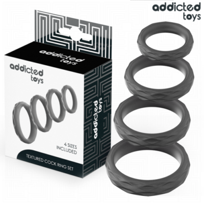 ADDICTED TOYS – SET ANILLOS PENE TEXTURIZADOS 4 TAMAÑOS