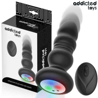 ADDICTED TOYS – PLUG ANAL VIBRADOR THRUSTING Y LUZ LED CONTROL REMOTO